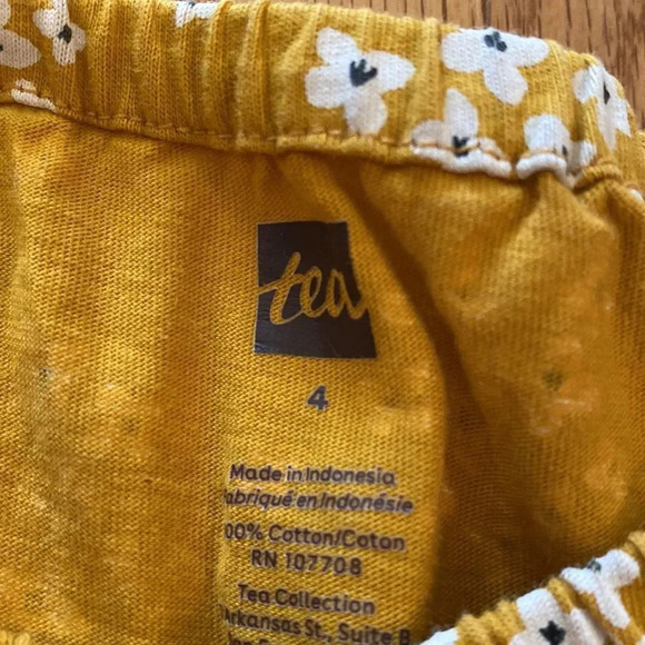 Tea Collection sz 4 yellow floral dress elastic at cuffs great pre owned cond - Picture 2 of 3